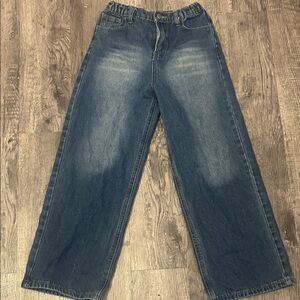 GIRLS Wide Leg Blue Denim Jeans